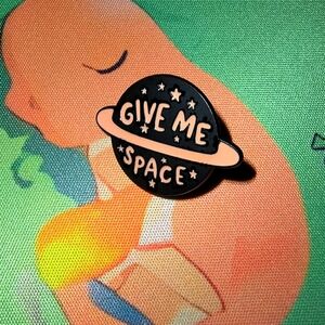 Black and Orange 'Give Me Space' Enamel Pin